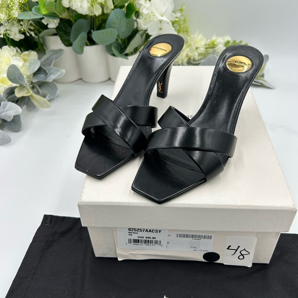 Women's Saint Laurent, Jill 75 leather mules size 36 made in Italy - Picture 12 of 12